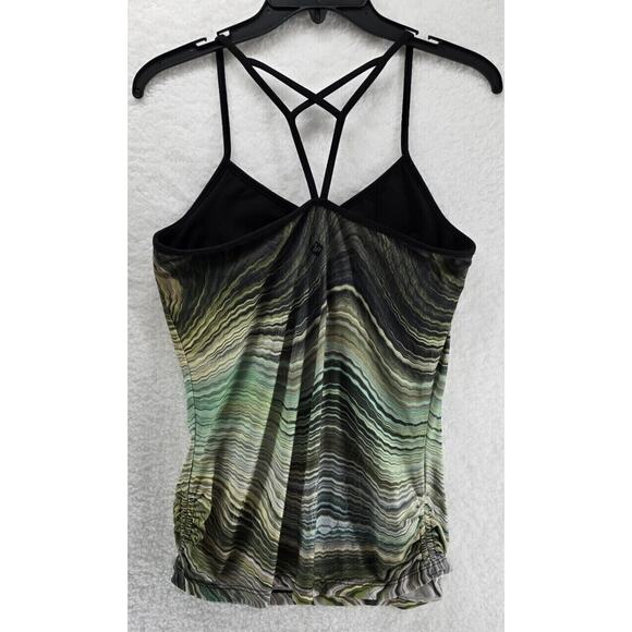 Prana: Shades of Green Wavy Stripe Tank Swim Top Women Medium - Picture 2 of 5
